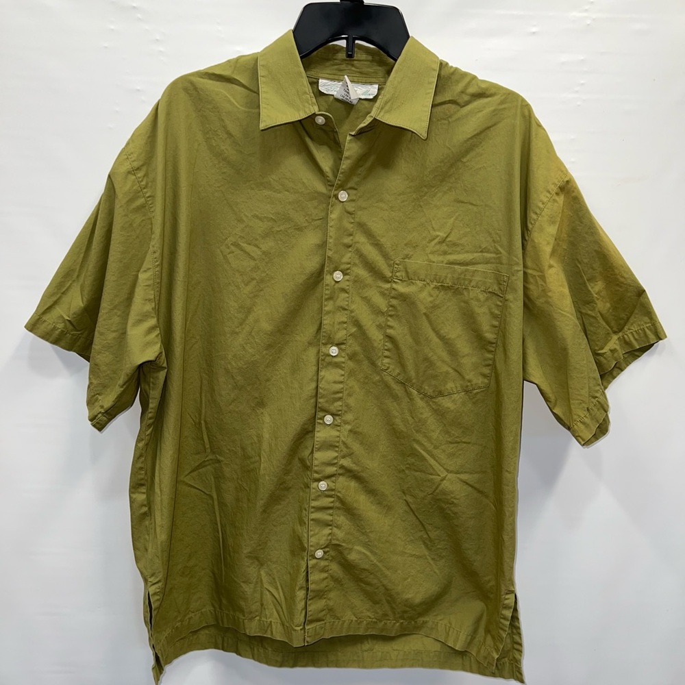 Pineapple Moon Shirt Mens Extra Large Green Short Sleeve 100% Cotton Pocket
